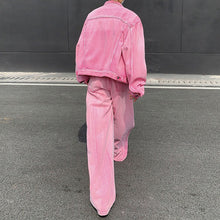 Load image into Gallery viewer, Vintage Washed Distressed Jacket Straight-leg Pants Denim Suit