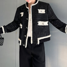 Load image into Gallery viewer, Round Neck Patchwork Raw Edge Suit Jacket
