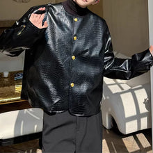 Load image into Gallery viewer, Round Neck PU Leather Cropped Jacket