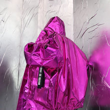 Load image into Gallery viewer, Stage Party Silver Leather Hooded Jacket