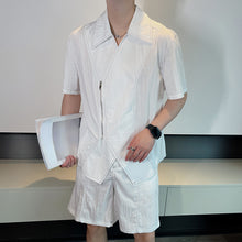 Load image into Gallery viewer, Summer Topstitched Zip Shirt Shorts Set
