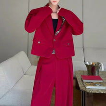 Load image into Gallery viewer, Irregular Button-decorated Suit Jacket Wide-leg Trousers Two-piece Suit