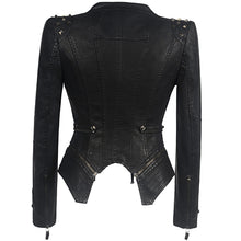 Load image into Gallery viewer, PU Gothic Style Rivet Slim Waist Leather Jacket