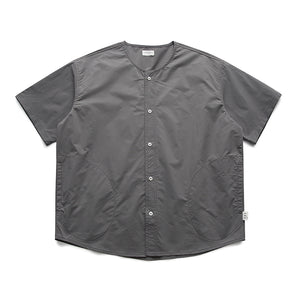 Collarless Vintage Short-sleeved Shirt