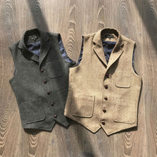 Load image into Gallery viewer, Vintage Multi-Pocket Herringbone Wool Vest
