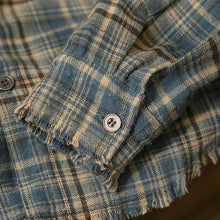 Load image into Gallery viewer, Gradient Pointed Collar Plaid Distressed Shirt