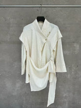 Load image into Gallery viewer, Textured Slanted Placket Tie-Strap Fake Two-Piece Shirt