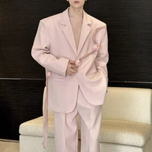 Load image into Gallery viewer, French Rose-ribbon Suit Jacket Straight-leg Casual Trousers Two-piece Set
