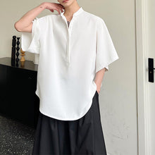 Load image into Gallery viewer, Stand Collar Short Sleeves Loose Shirts