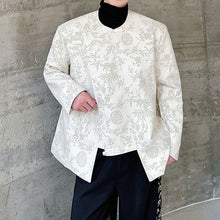 Load image into Gallery viewer, Retro Round Neck Disc Button Jacquard PU Leather Jacket