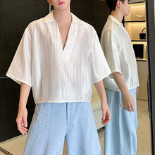 Load image into Gallery viewer, Satin Cropped V-neck Casual Shirt