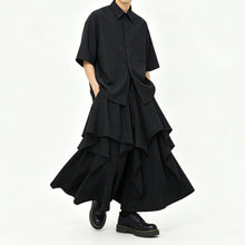 Load image into Gallery viewer, Japanese High-waist Asymmetrical Ruffle Wide-leg Skirt-pants