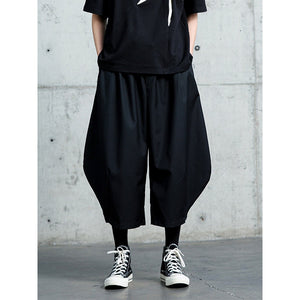 Loose Nine-point Curved Wide-leg Pants