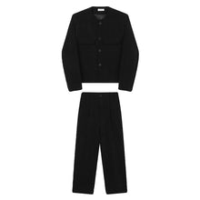 Load image into Gallery viewer, Collarless Suit Jacket Wide-leg Trousers Two-piece Suit