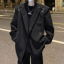 Load image into Gallery viewer, Deconstructed Metal Buckle Shoulder Padded Blazer