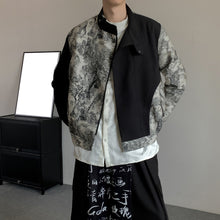 Load image into Gallery viewer, Spliced Stand Collar Ink Painting Jacquard Loose Jacket