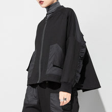 Load image into Gallery viewer, Black Loose Ruffle Long Sleeve Short Jacket

