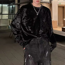 Load image into Gallery viewer, Retro Velvet Crew Neck Long Sleeve T-Shirt