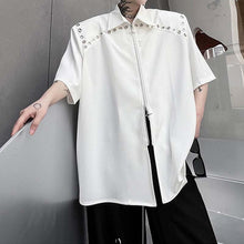 Load image into Gallery viewer, Double Zipper Shoulder Pads Short Sleeve Shirt