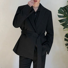 Load image into Gallery viewer, Black Belted Slim Fit Blazer