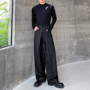 Three-dimensional Pleated Double Waist Casual Pants