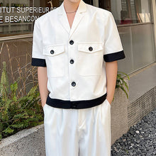 Load image into Gallery viewer, Color Contrast Paneled Short Sleeve Blazer