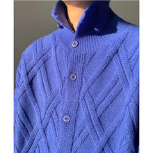 Load image into Gallery viewer, Retro Check Turtleneck Knitted Cardigan Jacket