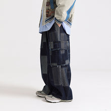 Load image into Gallery viewer, American Retro Patchwork Loose Wide-leg Jeans