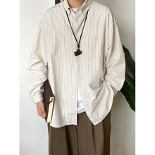 Load image into Gallery viewer, Japanese Striped Loose-fitting Long-sleeved Shirt