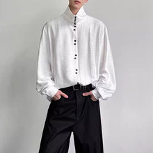 Load image into Gallery viewer, Multi-button High-neck Loose Draped Shirt