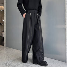 Load image into Gallery viewer, Zippered Retro Straight Casual Wide Leg Trousers