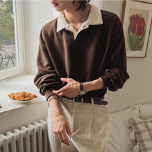 Load image into Gallery viewer, Contrast Color Pullover Loose Lapel Polo Shirt