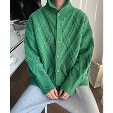 Load image into Gallery viewer, Retro Check Turtleneck Knitted Cardigan Jacket