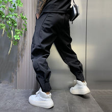 Load image into Gallery viewer, Black Wide Leg Sports Harem Pants