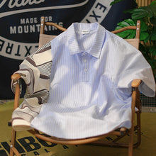 Load image into Gallery viewer, Retro Striped Short-sleeved Shirt