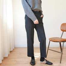 Load image into Gallery viewer, Straight Herringbone Wool Cropped Trousers