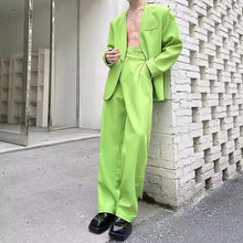 Load image into Gallery viewer, Collarless Casual Tie-up Suit Jacket and Slim-fit Trousers Two-piece Set