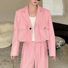 Load image into Gallery viewer, Three-dimensional Pocket Short Suit Jacket Wide-leg Pants Two-piece Set