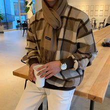 Load image into Gallery viewer, Casual Round Neck Color Block Plaid Loose Sweatshirt