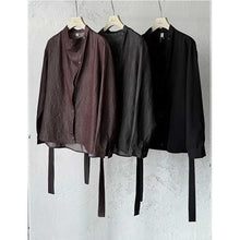 Load image into Gallery viewer, Irregular Slanted Placket Shirt and Trousers Two-piece set