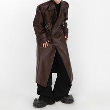Load image into Gallery viewer, Leather Metal Button Double-layered Coat