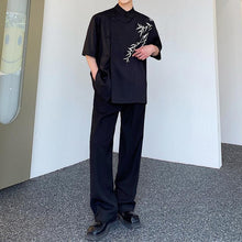 Load image into Gallery viewer, Bamboo Embroidery Stand Collar Button Shirt