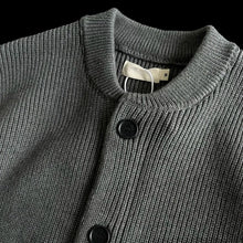 Load image into Gallery viewer, Heavyweight Cotton Crewneck Button Up Knitted Cardigan
