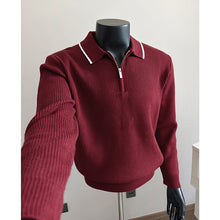 Load image into Gallery viewer, Half-zip Collar Pullover Knit Polo Shirt