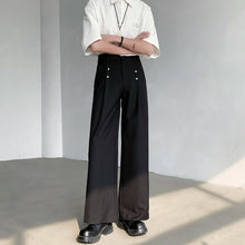 Load image into Gallery viewer, Loose Metal Buckle Bamboo Pattern Casual Wide-leg Straight Pants