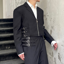 Load image into Gallery viewer, Metal Short Suit Zipper Blazer and Trousers
