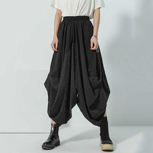 Load image into Gallery viewer, Striped Paneled Wide-leg Irregular Trousers