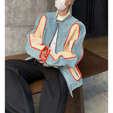 Load image into Gallery viewer, Washed Denim Contrast Color Cropped Jacket