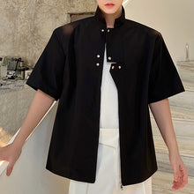Load image into Gallery viewer, Stand Collar Zipper Short Sleeve Casual Shirt