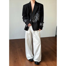 Load image into Gallery viewer, Black Sequin-Paneled Blazer with Shoulder Pads